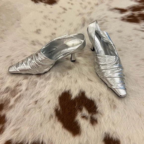 Khaite Metallic Leather Slingback Pumps